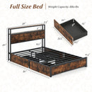 Full/Queen Size LED Bed Frame with Charging Station and 4 Storage Drawers