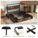 Full/Queen Size LED Bed Frame with Charging Station and 4 Storage Drawers by LJGDeals