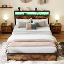 Full/Queen Size LED Bed Frame with Charging Station and 4 Storage Drawers by LJGDeals