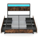 Full/Queen Size LED Bed Frame with Charging Station and 4 Storage Drawers by LJGDeals