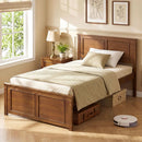 Twin Size Wooden Platform Bed Frame with Headboard by DirectDeals