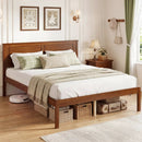 Full/Queen/Twin Size Bed Frame Farmhouse Wooden Platform Bed with Headboard by DirectDeals