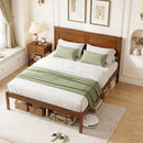 Full/Queen/Twin Size Bed Frame Farmhouse Wooden Platform Bed with Headboard by LJGDeals