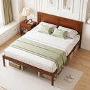 Full/Queen/Twin Size Bed Frame Farmhouse Wooden Platform Bed with Headboard by DirectDeals
