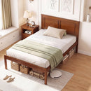 Full/Queen/Twin Size Bed Frame Farmhouse Wooden Platform Bed with Headboard by DirectDeals