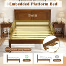 Full/Queen/Twin Size Bed Frame Farmhouse Wooden Platform Bed with Headboard by DirectDeals