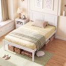 Full/Queen/Twin Size Bed Frame Farmhouse Wooden Platform Bed with Headboard White by DirectDeals