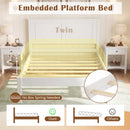 Full/Queen/Twin Size Bed Frame Farmhouse Wooden Platform Bed with Headboard White by DirectDeals
