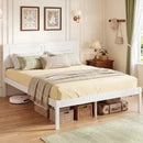 Full/Queen/Twin Size Bed Frame Farmhouse Wooden Platform Bed with Headboard White by DirectDeals