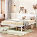 Full/Queen/Twin Size Bed Frame Farmhouse Wooden Platform Bed with Headboard White by DirectDeals
