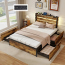 Full/Queen/Twin Size Bed Frame with Drawers LED Lights and USB Ports by LJGDeals