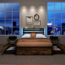 Full/Queen/Twin Size Bed Frame with Drawers LED Lights and USB Ports by LJGDeals