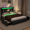 Full/Queen Size Bed Frame with Adjustable Storage Headboard and Wooden Slat Support by LJGDeals