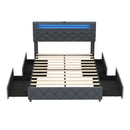 Full/Queen Size Bed Frame with Adjustable Storage Headboard and Wooden Slat Support by LJGDeals