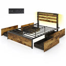 Full/Queen/Twin Size Bed Frame with Drawers LED Lights and USB Ports by LJGDeals
