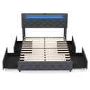 Full/Queen Size Bed Frame with Adjustable Storage Headboard and Wooden Slat Support by LJGDeals