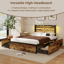 Full/Queen/Twin Size Bed Frame with Drawers LED Lights and USB Ports by LJGDeals