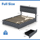Full/Queen Size Bed Frame with Adjustable Storage Headboard and Wooden Slat Support by LJGDeals