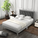 Twin/Full/Queen Platform Bed with High Headboard and Wooden Slats by LJGDeals