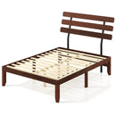 Full Size Bed Frame 15.5 Inch Solid Wood Platform Bed with Retro Headboard by LJGDeals
