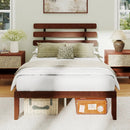 Full Size Bed Frame 15.5 Inch Solid Wood Platform Bed with Retro Headboard by LJGDeals