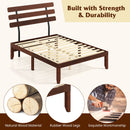 Full Size Bed Frame 15.5 Inch Solid Wood Platform Bed with Retro Headboard