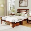 Full Size Bed Frame 15.5 Inch Solid Wood Platform Bed with Retro Headboard by LJGDeals