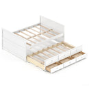 Full Size Bed Frame with Twin Trundle and 3 Storage Drawers for Teens Adults-White by LJGDeals