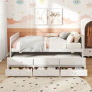Full Size Bed Frame with Twin Trundle and 3 Storage Drawers for Teens Adults-White by LJGDeals