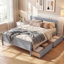 Full Size Bed Frame with 2 Storage Drawers and Footboard for Kids Teens Adults by DirectDeals