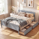 Full Size Bed Frame with 2 Storage Drawers and Footboard for Kids Teens Adults