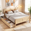 Full Size Bed Frame with 2 Storage Drawers and Footboard for Kids Teens Adults