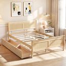 Full Size Bed Frame with 2 Storage Drawers and Footboard for Kids Teens Adults by DirectDeals