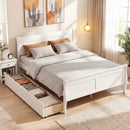 Full Size Bed Frame with 2 Storage Drawers and Footboard for Kids Teens Adults by DirectDeals