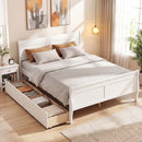 Full Size Bed Frame with 2 Storage Drawers and Footboard for Kids Teens Adults