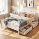 Full Size Bed Frame with 2 Storage Drawers and Footboard for Kids Teens Adults by DirectDeals