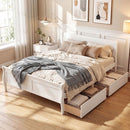 Full Size Bed Frame with 2 Storage Drawers and Footboard for Kids Teens Adults