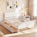 Full Size Bed Frame with 2 Storage Drawers and Footboard for Kids Teens Adults