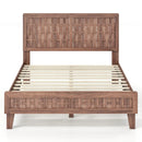 Twin Size Bed Frame Mid Century with Woven Accent Headboard by DirectDeals