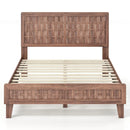 Twin Size Bed Frame Mid Century with Woven Accent Headboard by LJGDeals
