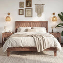 Twin Size Bed Frame Mid Century with Woven Accent Headboard by DirectDeals
