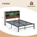 Full Size Bed Frame with Headboard LED Lights and Charging Station by DirectDeals