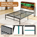 Full Size Bed Frame with Headboard LED Lights and Charging Station by DirectDeals