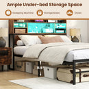 Full Size Bed Frame with Headboard LED Lights and Charging Station by DirectDeals