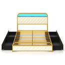 Twin/Full/Queen Size Bed Frame with LED Lights and Charging Station Gold-Full Size