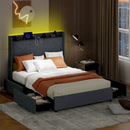 Full/Queen Size Bed Frame with LED Lights and Charging Station by LJGDeals