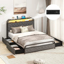 Twin/Full/Queen Size Bed Frame with LED Lights and Charging Station by LJGDeals