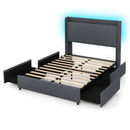 Full/Queen Size Bed Frame with LED Lights and Charging Station by LJGDeals