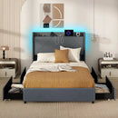 Full/Queen Size Bed Frame with LED Lights and Charging Station by LJGDeals