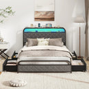 Twin/Full/Queen Size Bed Frame with LED Lights and Charging Station by LJGDeals